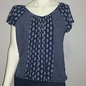 Old Navy LG Navy/wht print top